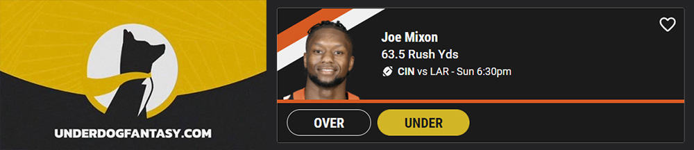 Underdog Super Bowl Mixon Pick