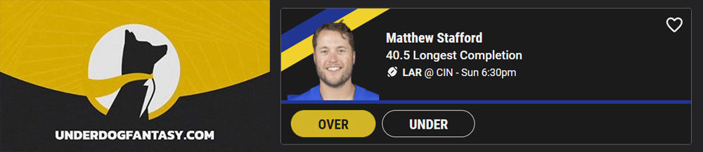 Underdog Super Bowl Stafford Pick