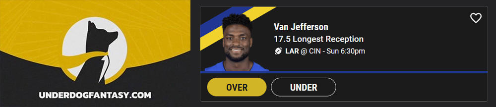 Underdog Super Bowl Van Jefferson Pick