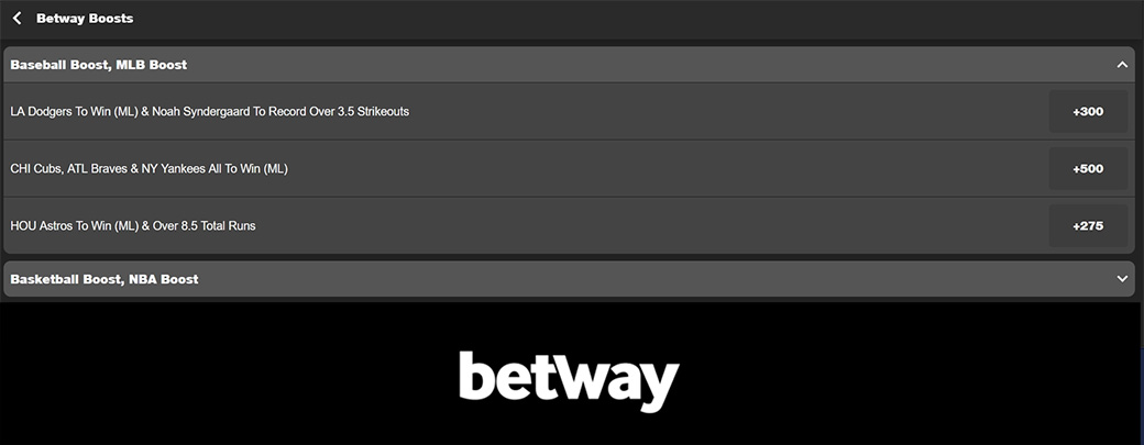 BetWay Odds Boost Promos