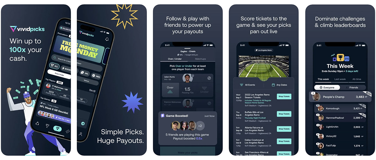 Vivid Picks DFS App Screenshots