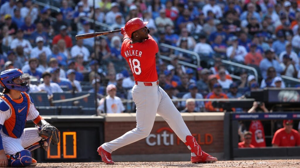Jordan Walker swinging for the St. Louis Cardinals