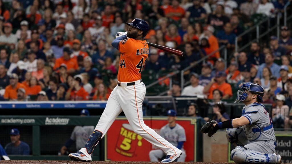 Yordan Alvarez batting for the Houston Astros at Daikin Park